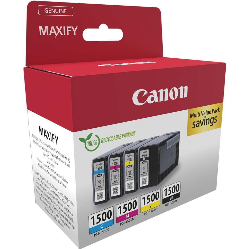 Canon PGI-1500 Multipack Schwarz / Cyan / Magenta / Gelb (9218B006)