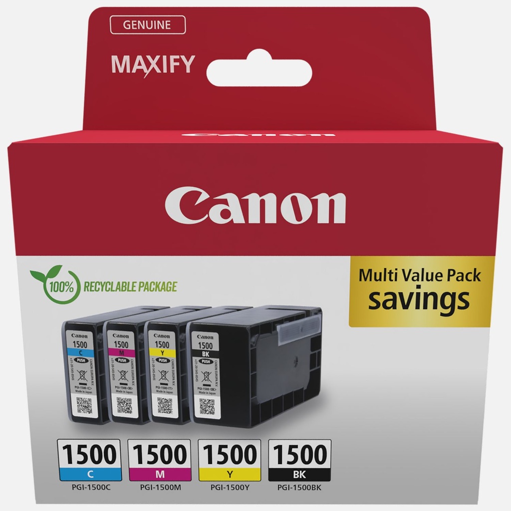 Canon PGI-1500 Multipack Schwarz / Cyan / Magenta / Gelb (9218B006)
