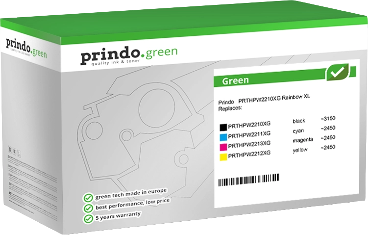 Prindo Green XL Multipack Schwarz / Cyan / Magenta / Gelb PRTHPW2210XG Rainbow