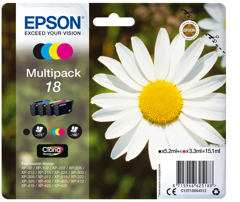 Epson T18 Multipack Schwarz/Cyan/Magenta/Gelb