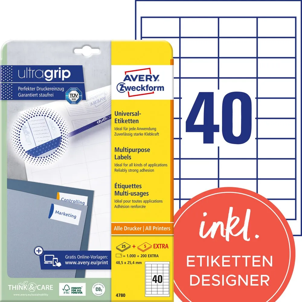 Avery Universal Etiketten 48,5x25,4mm