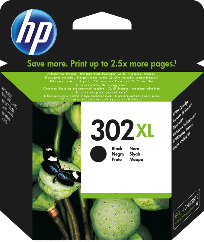 HP 302 XL Schwarz Druckerpatrone F6U68AE (HP302XL)