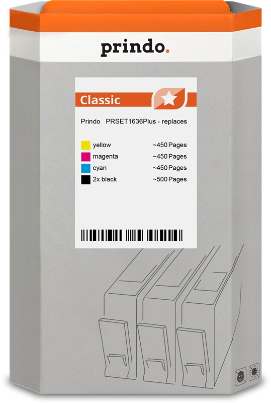 Prindo Classic Multipack Schwarz / Cyan / Magenta / Gelb (PRSET1636Plus)